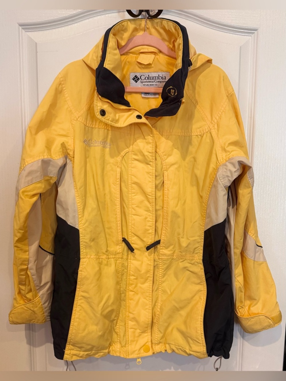 VINTAGE COLUMBIA Snow Rain Waterproof Jacket Yellow Black Small